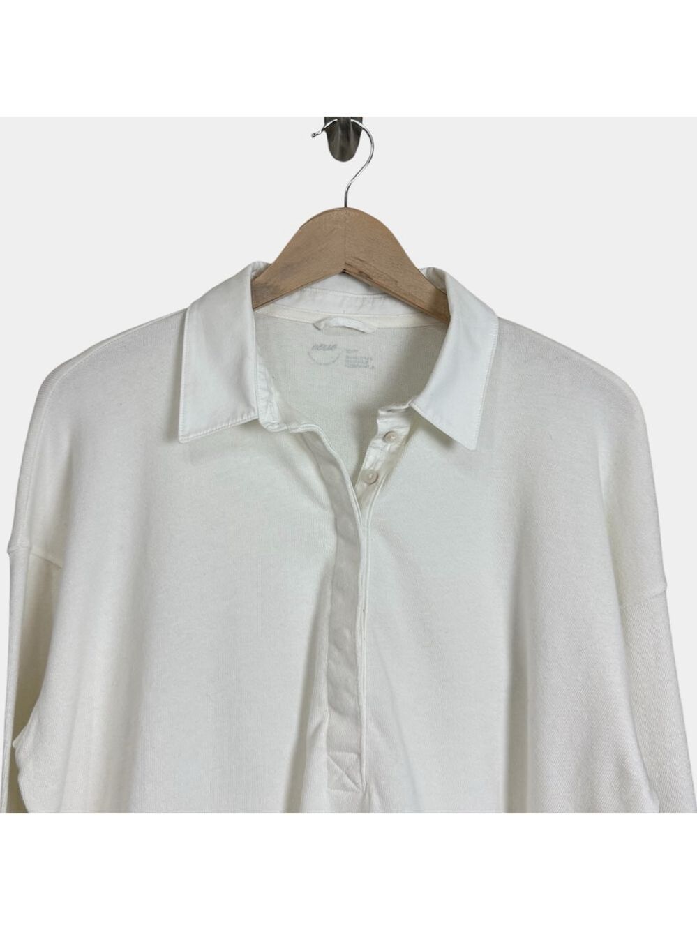 Aerie Collared Sweatshirt White Longsleeves, Casual Top, Sz XS - Picture 8 of 16